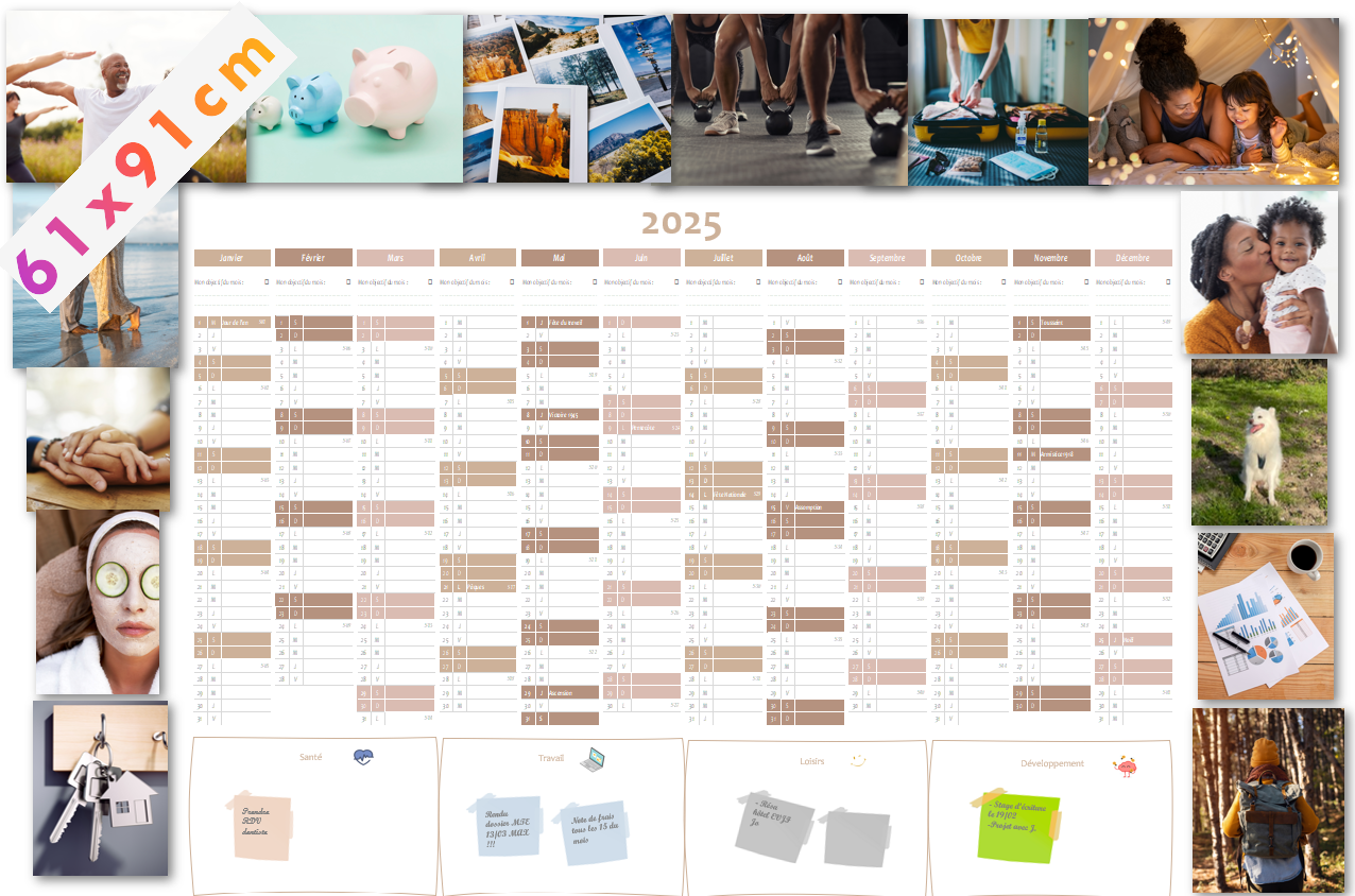 Calendrier 4 en 1 - Nude avec ajout de vos photos vision board en ligne