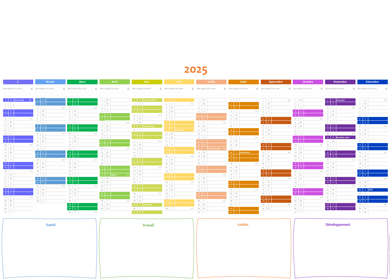 Calendrier 4 en 1 - Multicolore vif