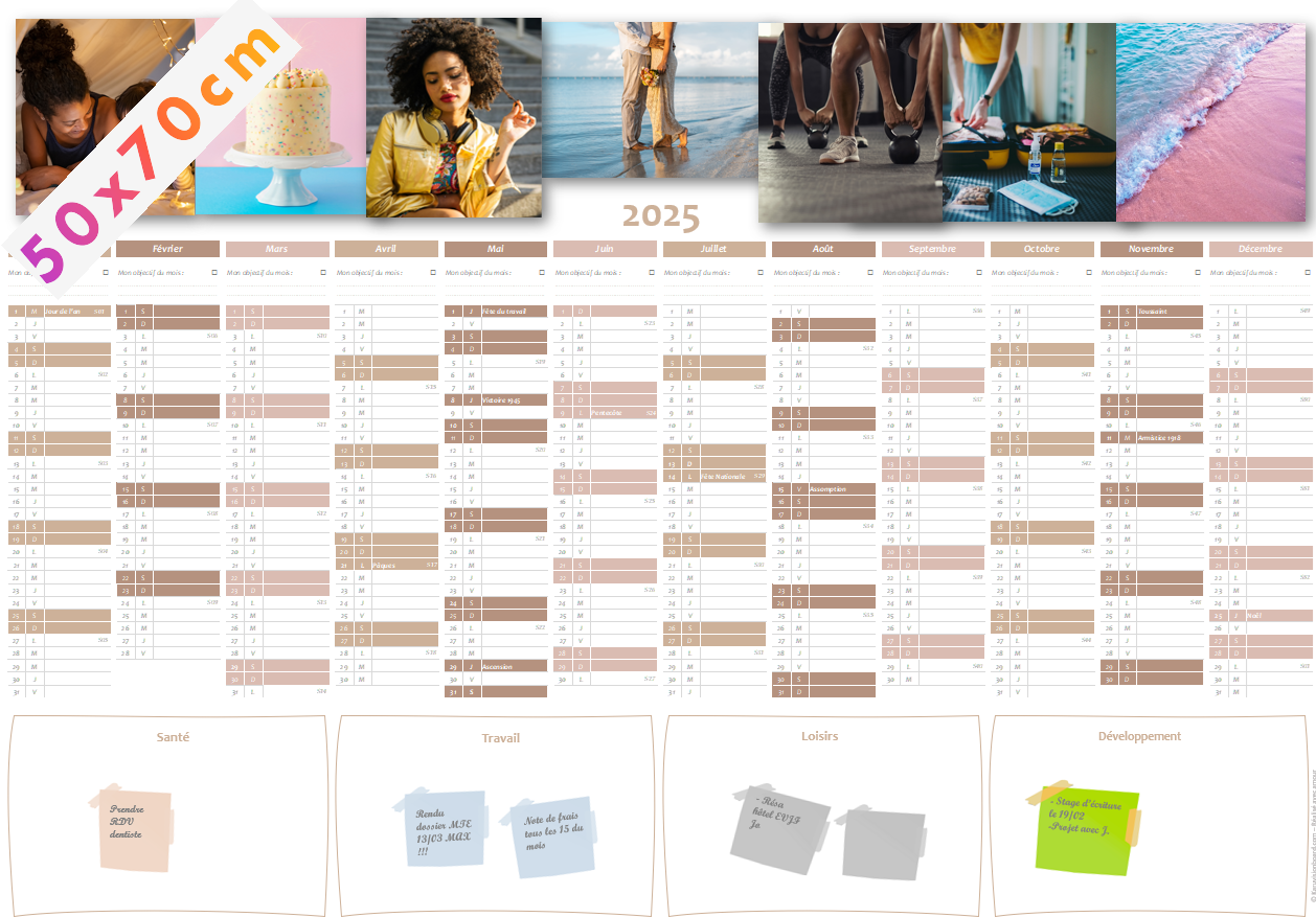 Calendrier 4 en 1 - Nude avec ajout de vos photos vision board en ligne