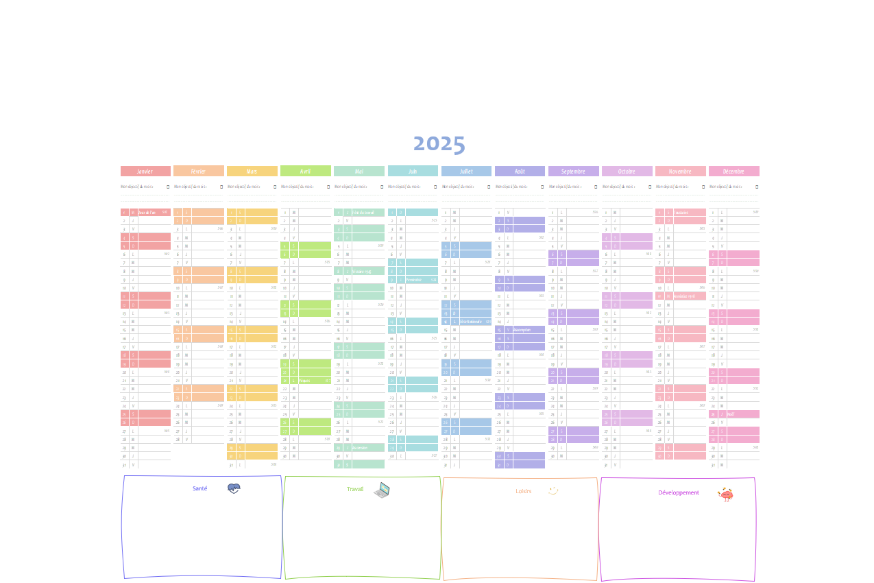 Calendrier 4 en 1 - Pastel