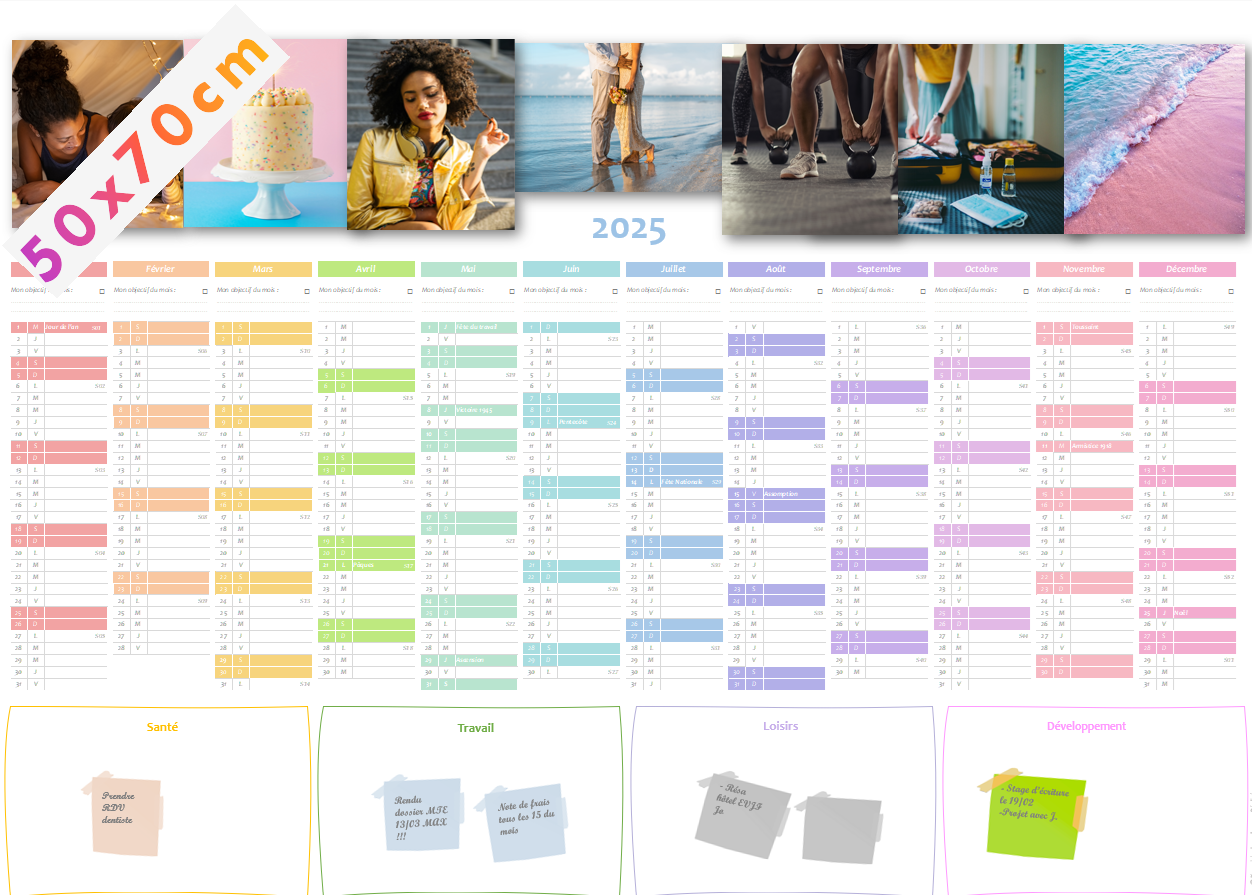Calendrier 4 en 1 - Pastel avec ajout de vos photos vision board en ligne