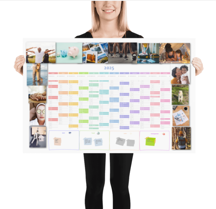 Calendrier 4 en 1 - Pastel avec ajout de vos photos vision board en ligne